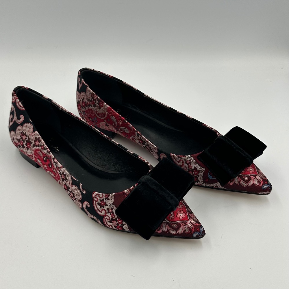 Kate Spade Keana Flats Wmns 8 Russet Multi Brocade Velvet Bow‎ NIB coquette chic